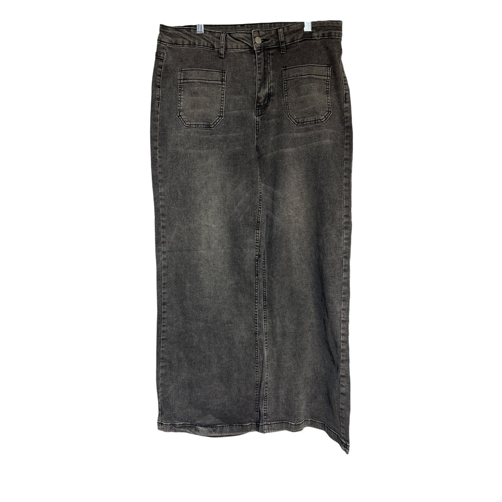 Wide Leg Cropped Jeans Gray Wash Patch Pocket High Rise Denim Womens‎ XL